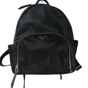 Kate Spade Black Nylon Backpack with Gold Accents